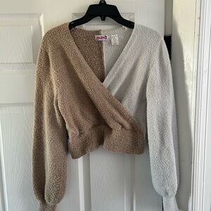 Chic V-Neck Sweater in Brown and Cream